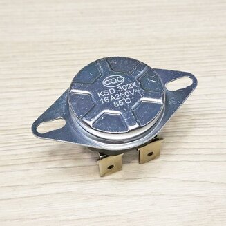 Термостат универсальный KSD-302 85°C (температура срабатывания 85 градусов, 16A, 250V, 4 клеммы) с кнопкой для водонагревателей