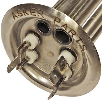 ТЭН AK00006 Asker (RF, 2000 Вт (1300+700), L=295, D=64, M4, нерж.) для водонагревателей