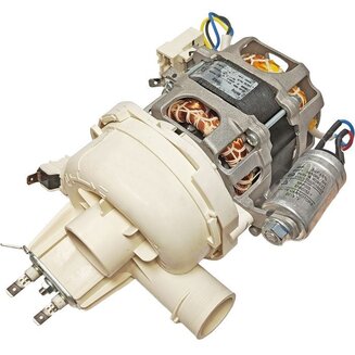 Циркуляционный насос YXW50-2E(L) c ТЭНом (диаметр отводов 34 и 38 мм) для посудомоечных машин Midea, Hansa, Gorenje